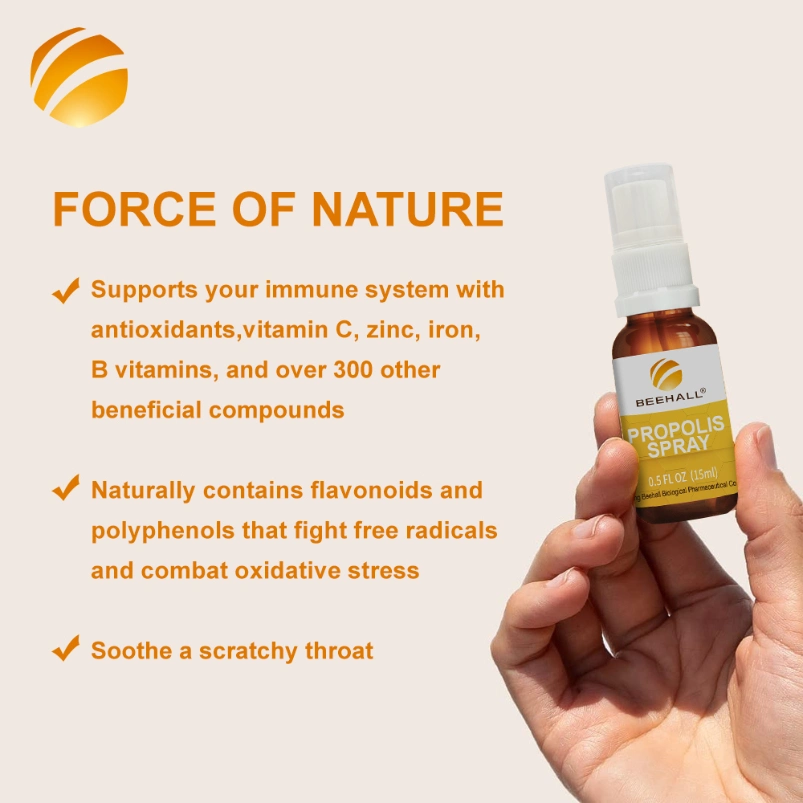 Beehall Organic Food Manufacturer High Quality Organic Hot Sale Propolis Mouth Spray